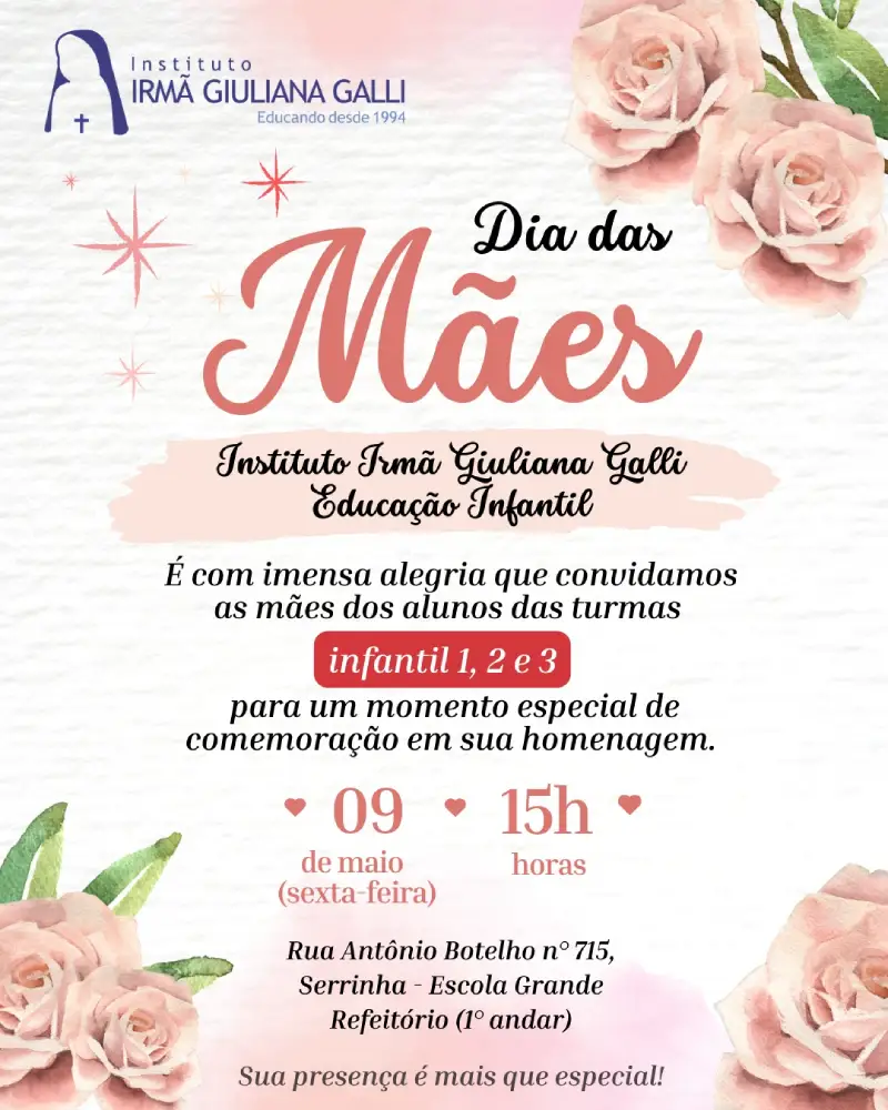 Convite Especial Comemoração Dia das Mães
