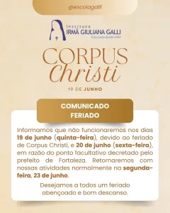 Comunicado Importante: Feriado de Corpus Christi
